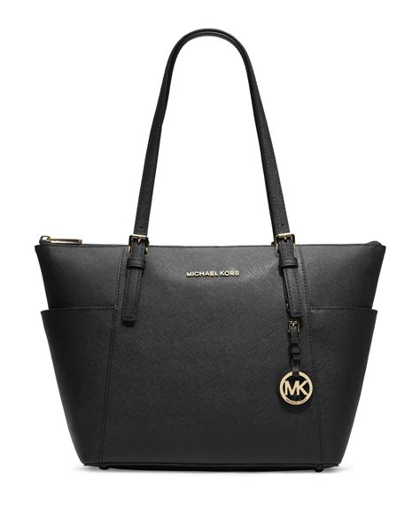 michael kors jet set tote black leather|Michael Kors jet set duffle.